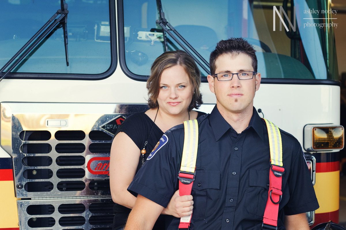 Couple's session at the fire hall in Osgoode with Florence and Ben