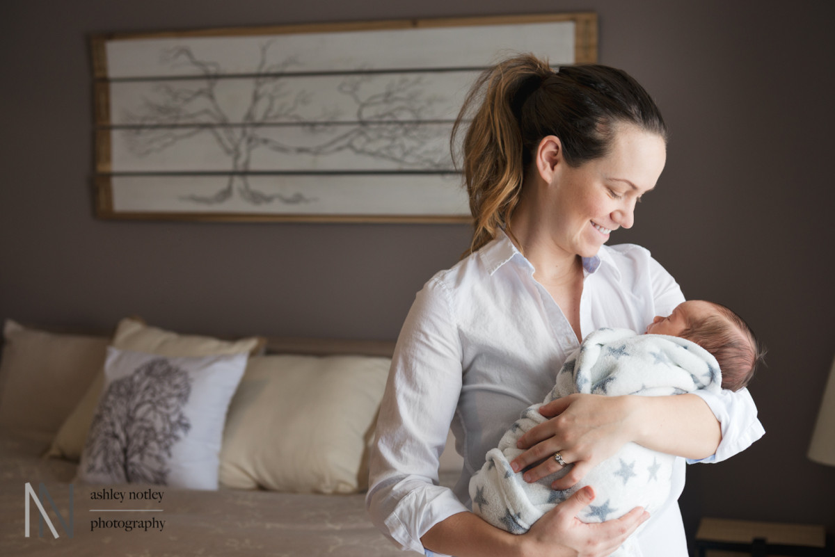 mom and baby at newborn session in ottawa