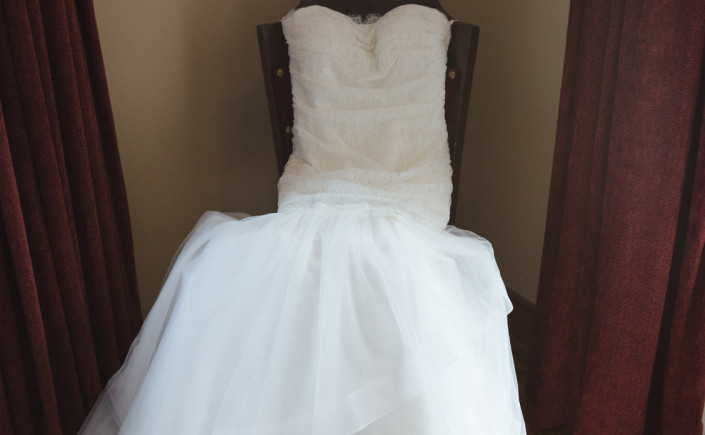 bride's wedding dress at orchardview B&B