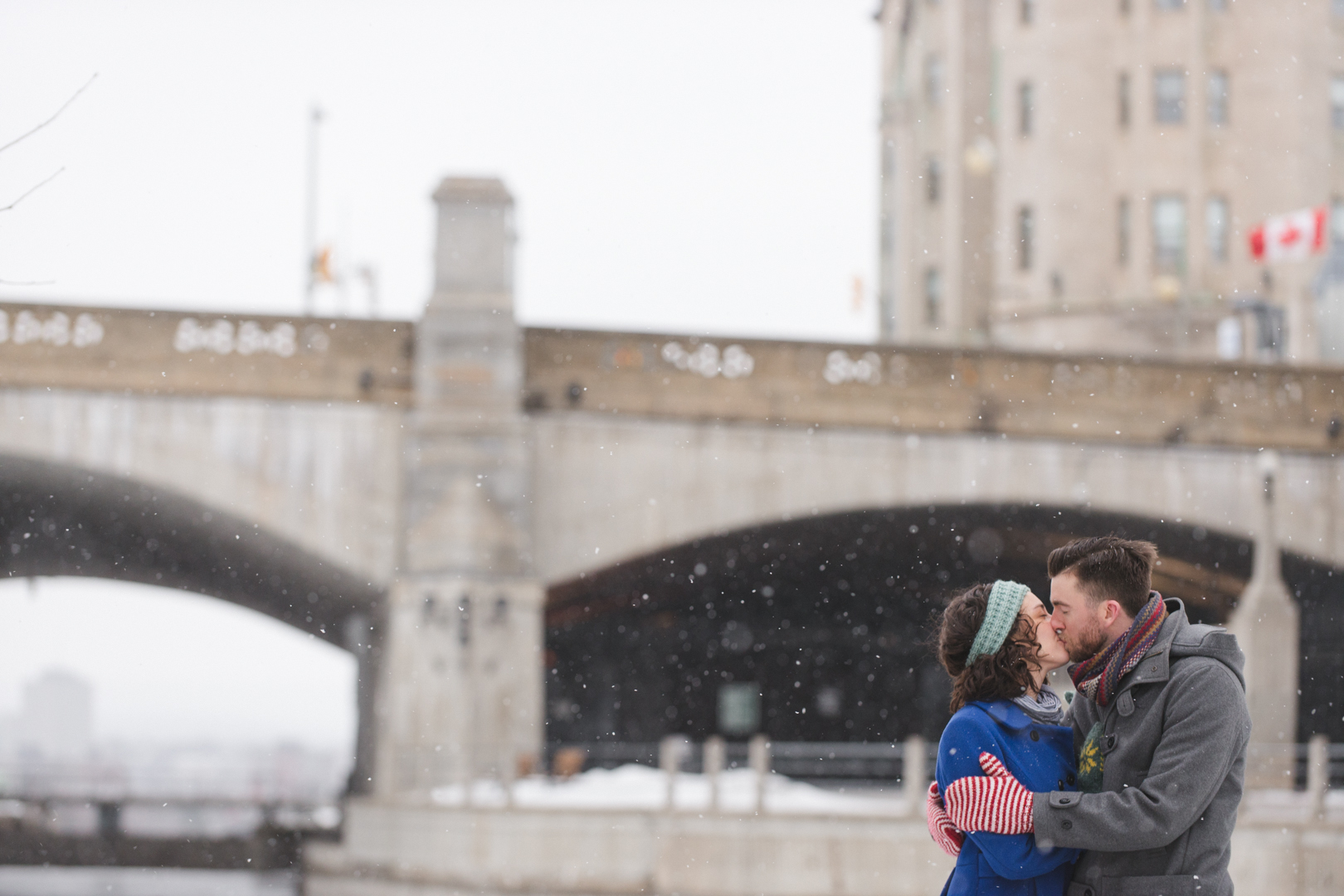 Downtown Ottawa winter engagement photo session