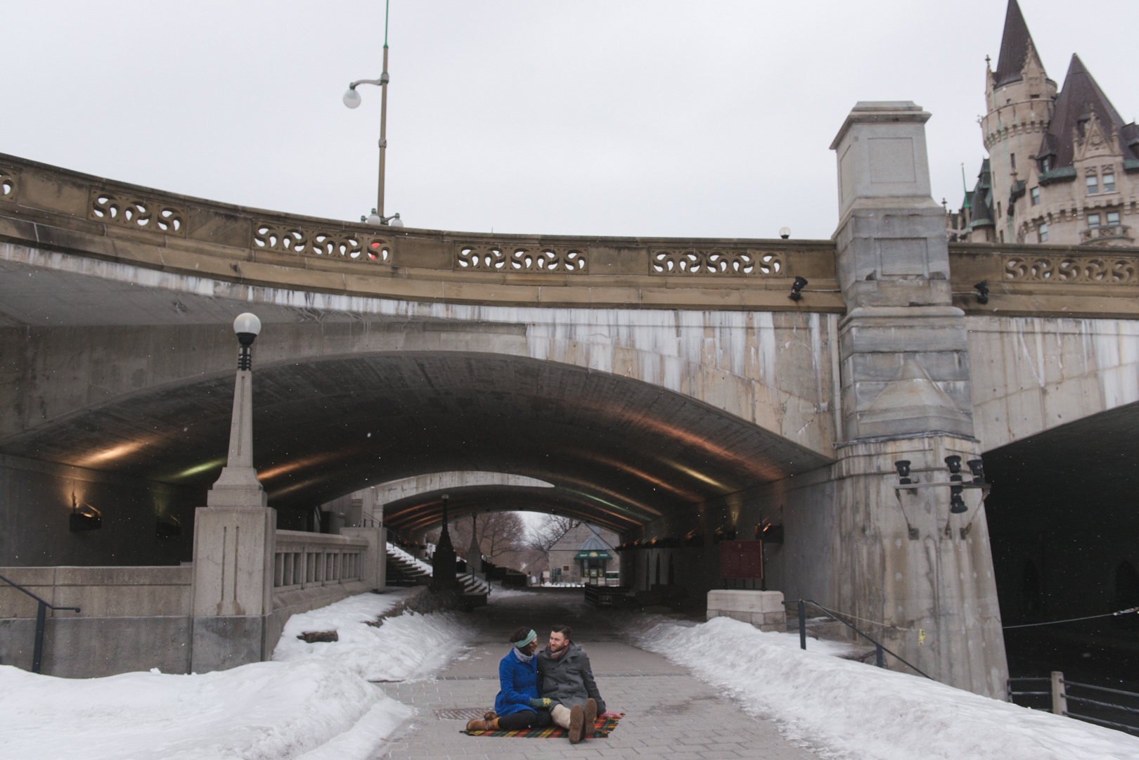 Downtown Ottawa winter engagement photo session