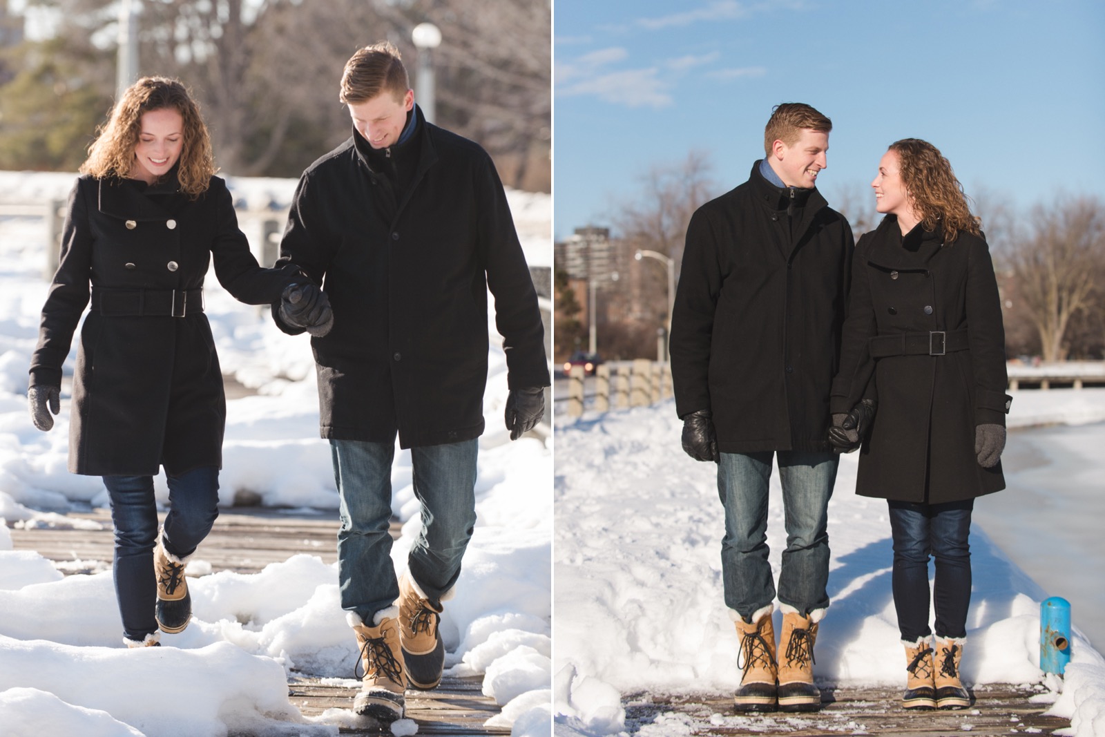Winter engagement photos with Sorels