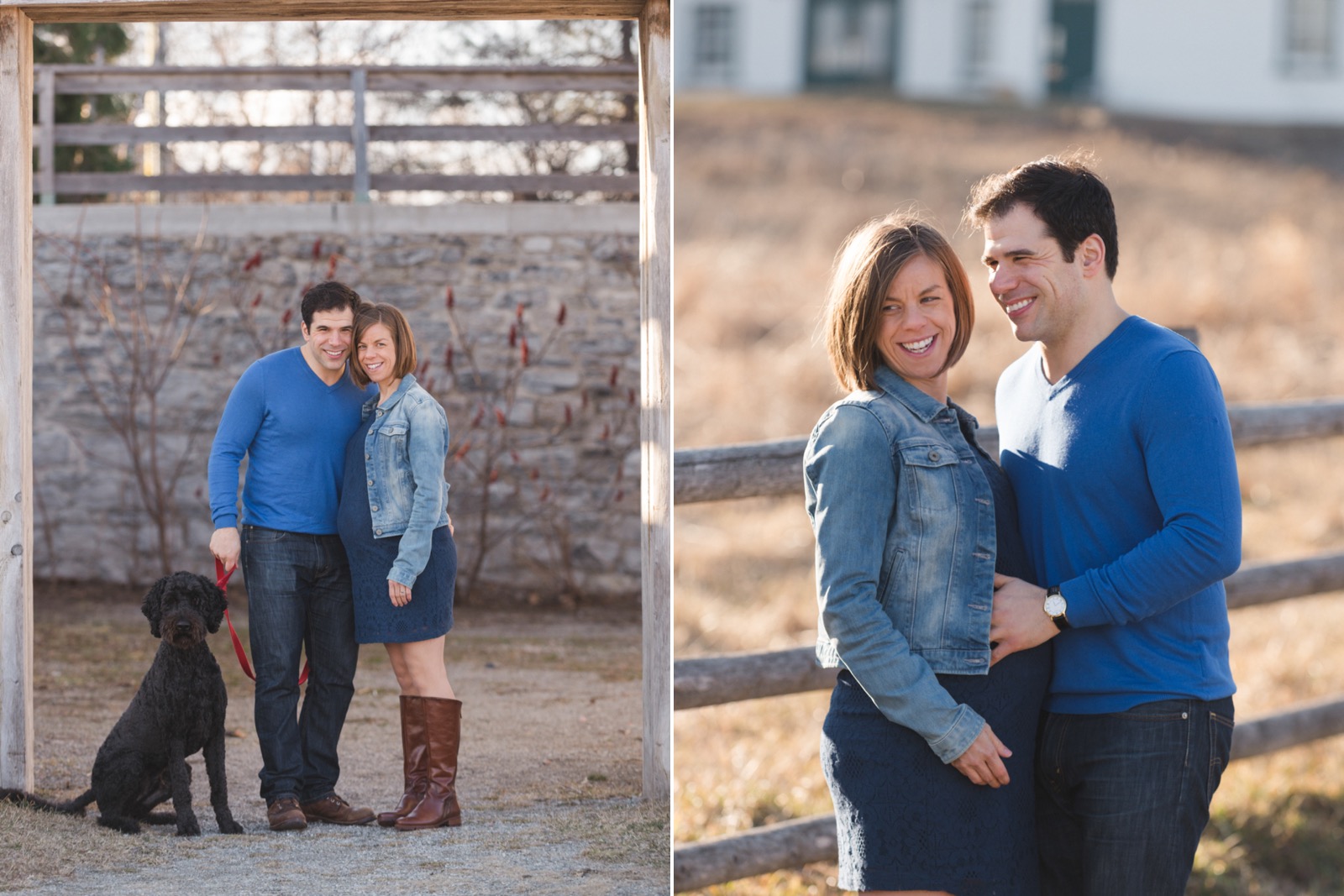 couple and their dog maternity photos