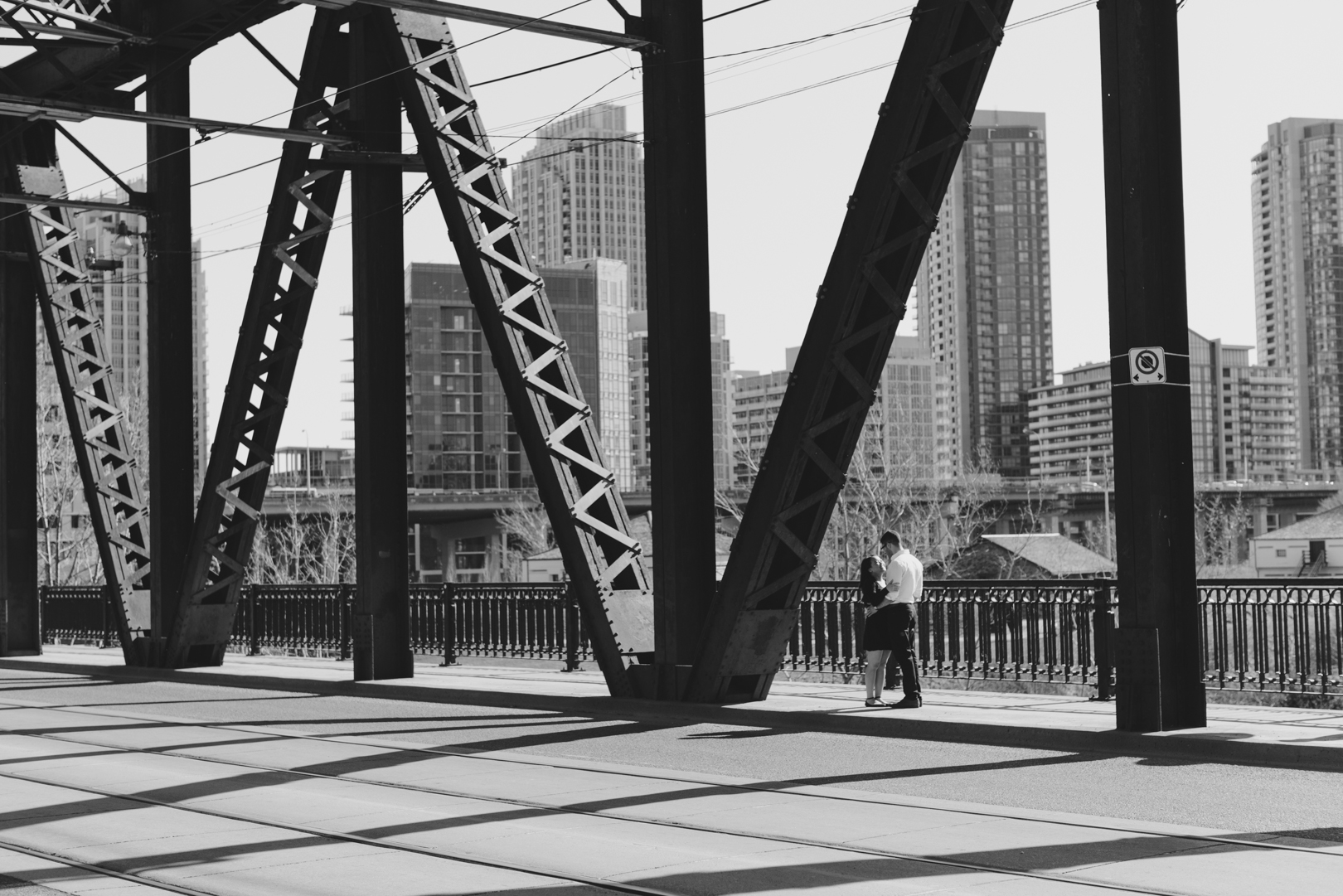 Couple on bridge in Toronto