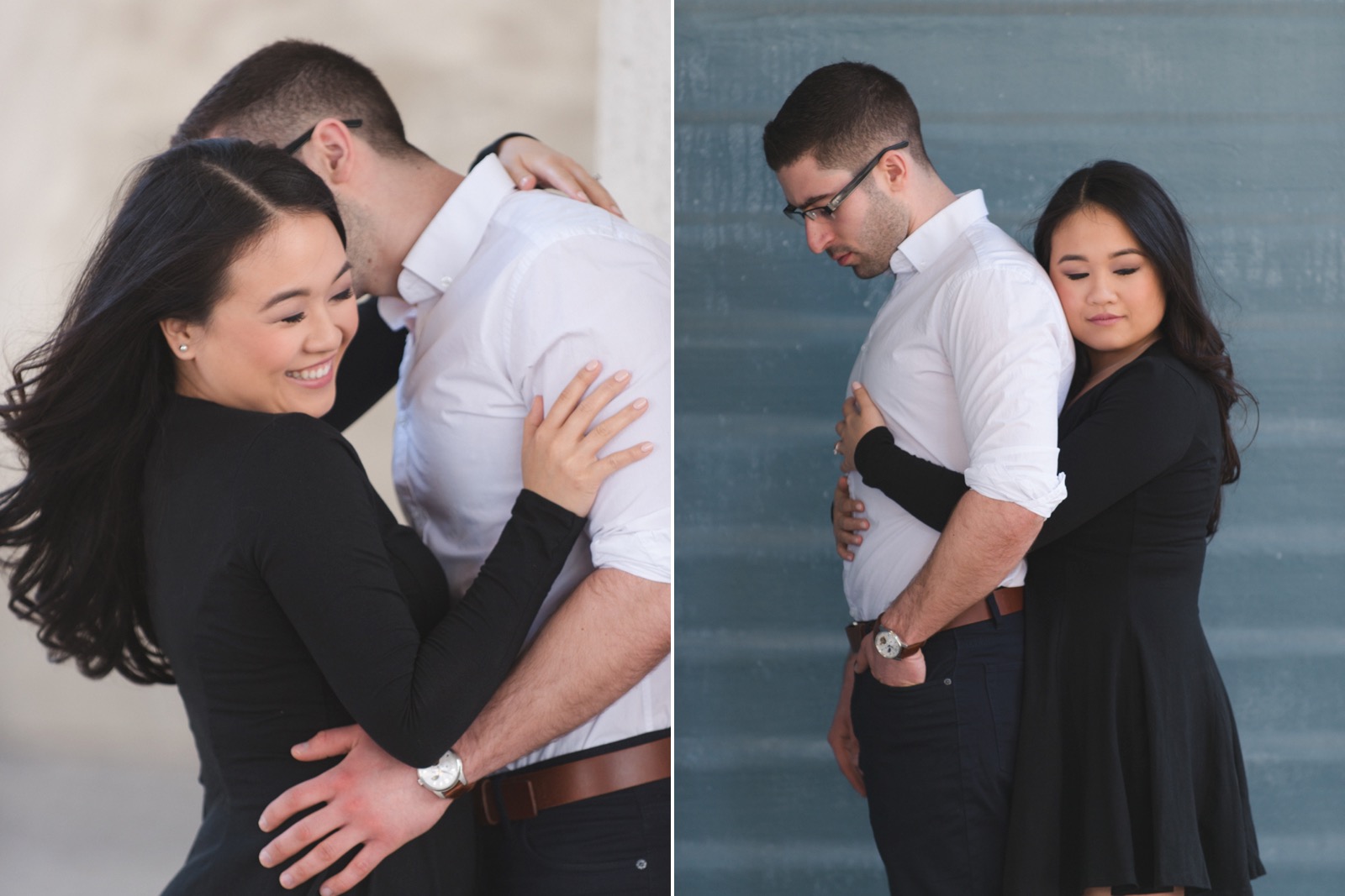 Couple in downtown Toronto underneath Gardiner Expressway