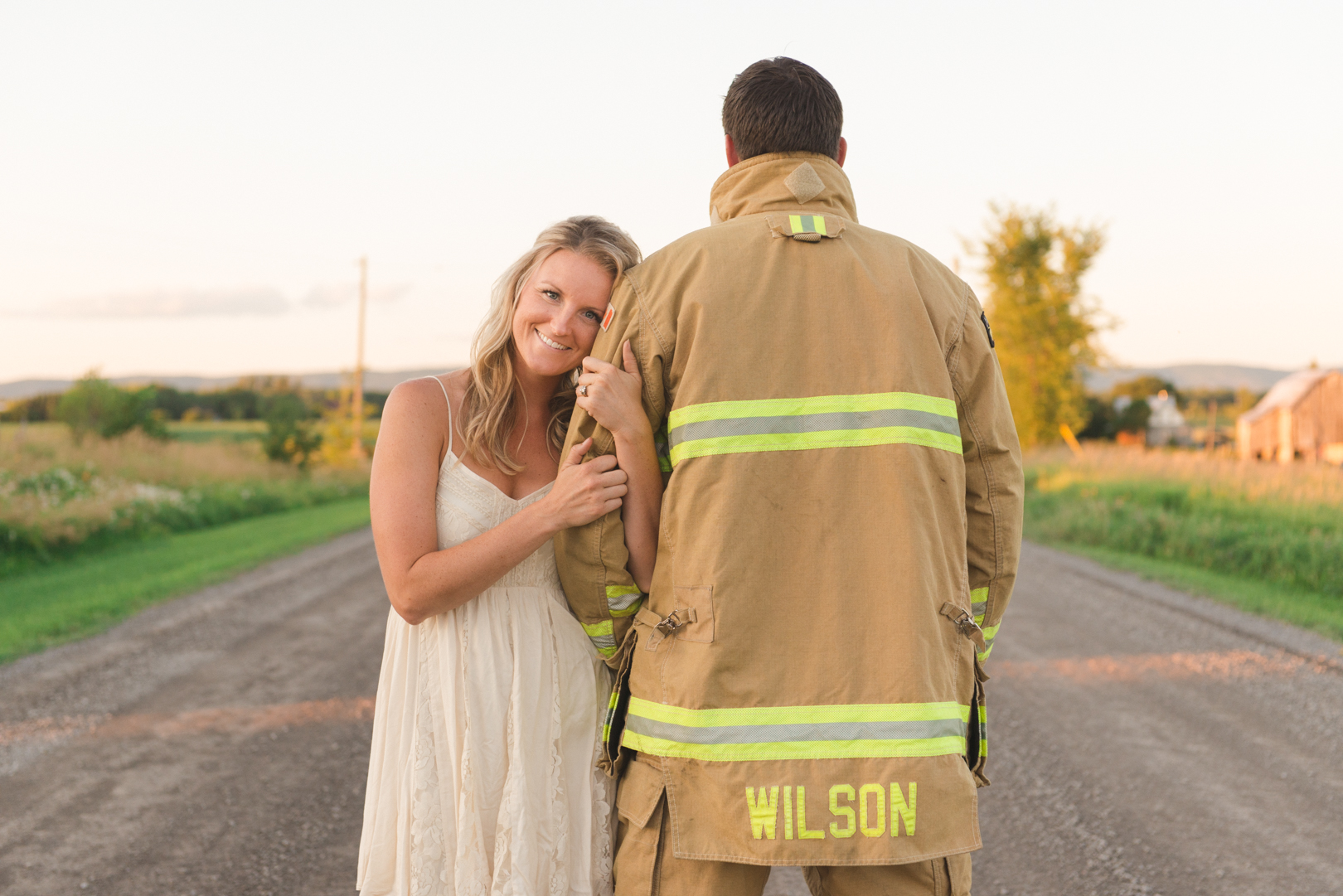 firefighter and bride to be