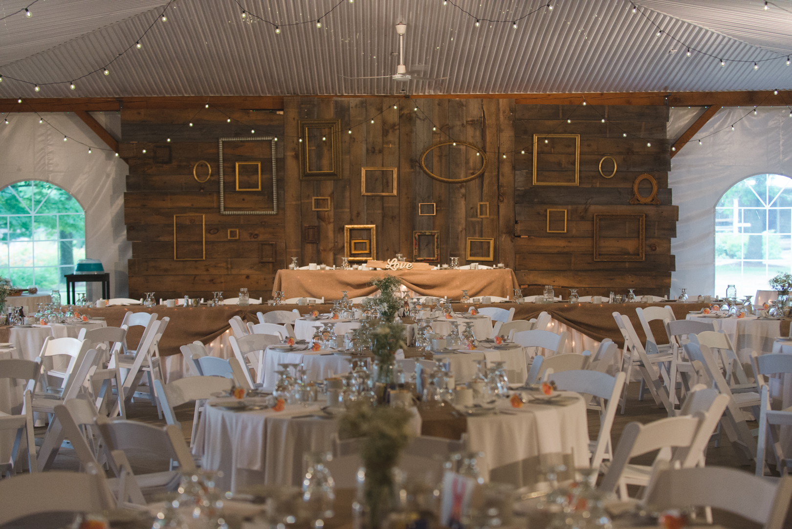 reception hall with barn board