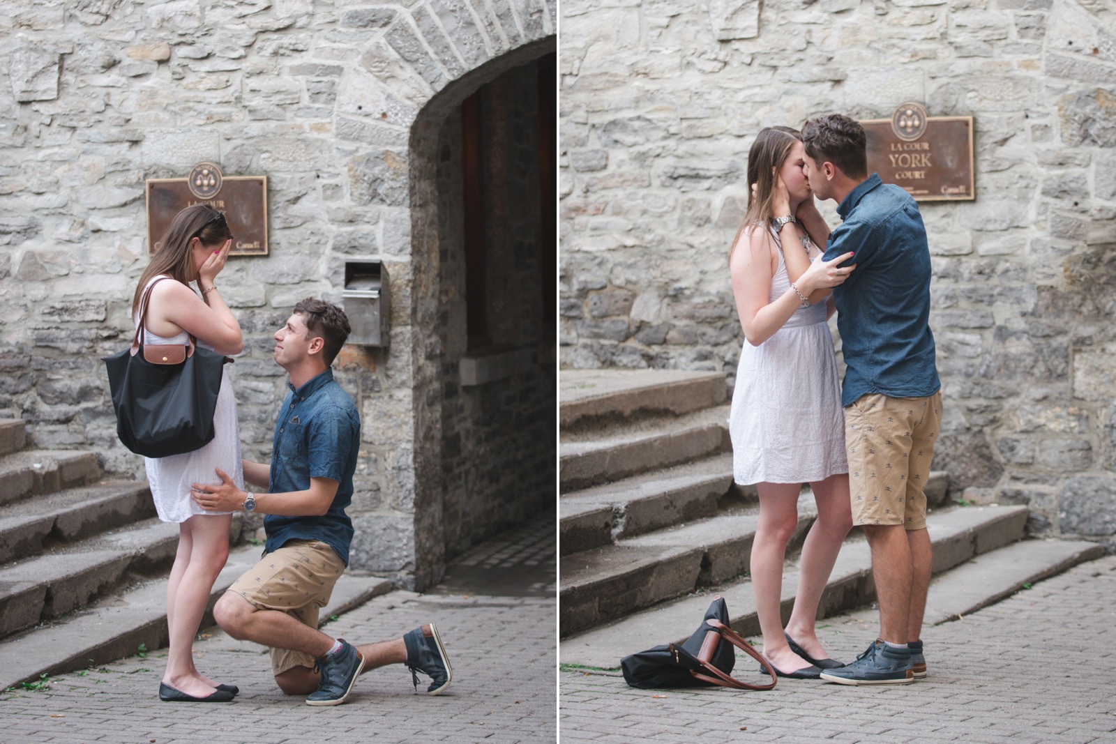 man down on one knee proposing to his fiancee