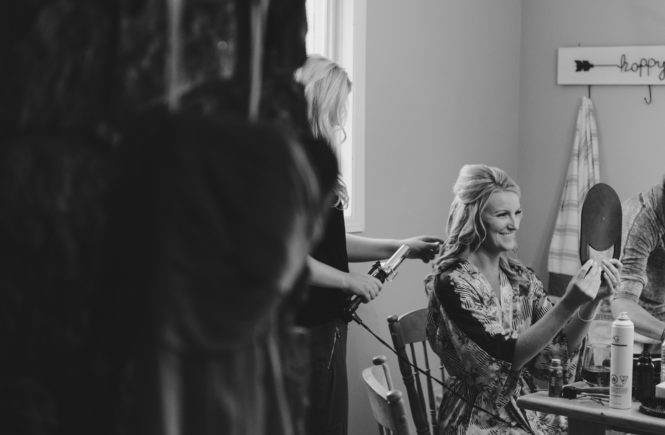 bride getting her hair done