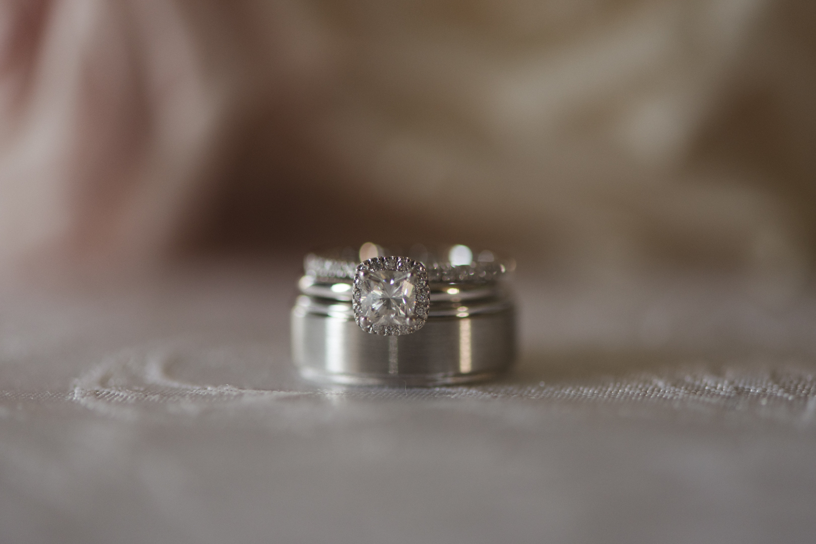 wedding bands and flowers