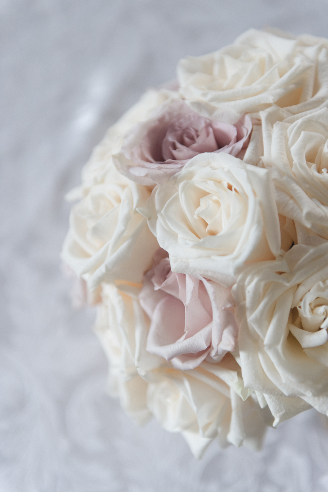 White and pink roses bridal bouquet