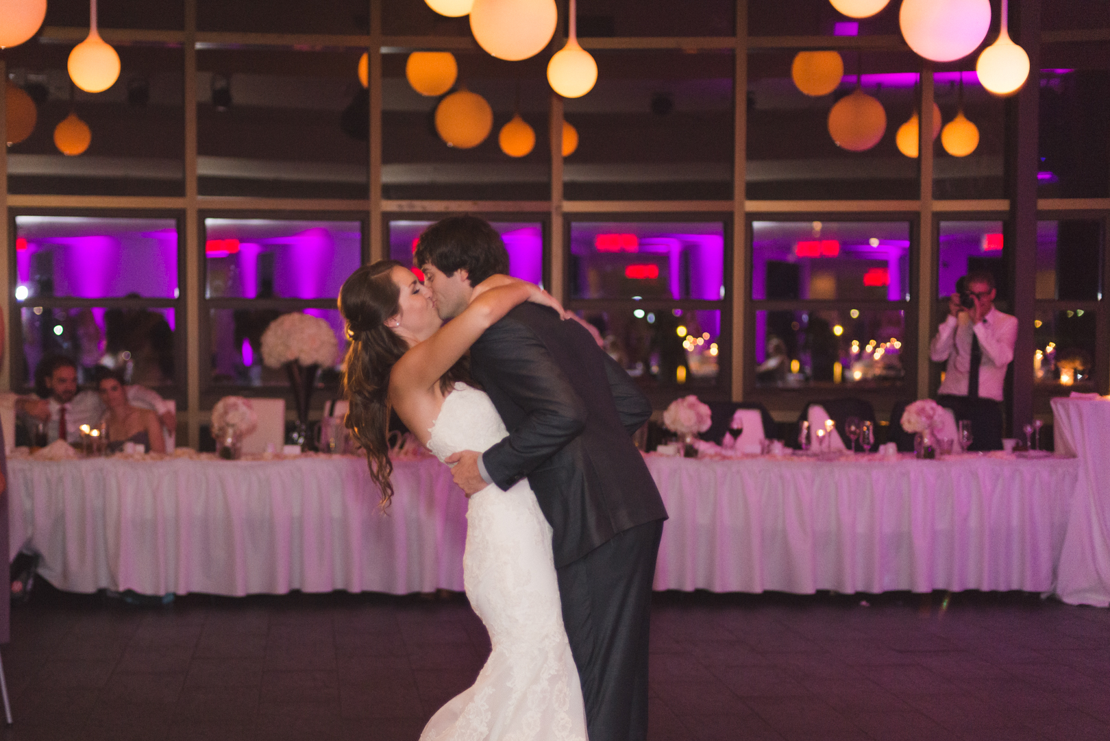 bride and groom first dance at lago