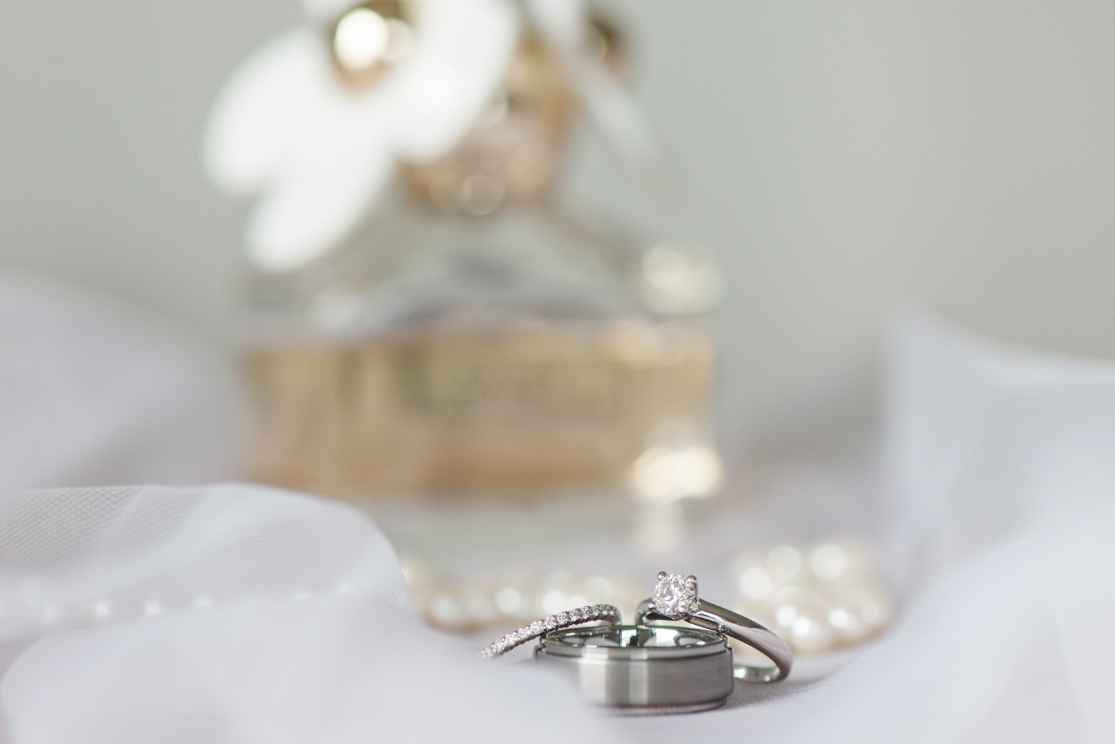 wedding rings and wedding day perfume