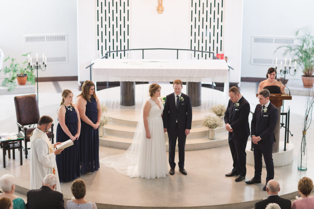 wedding ceremony from balcony of st basils parish in ottawa