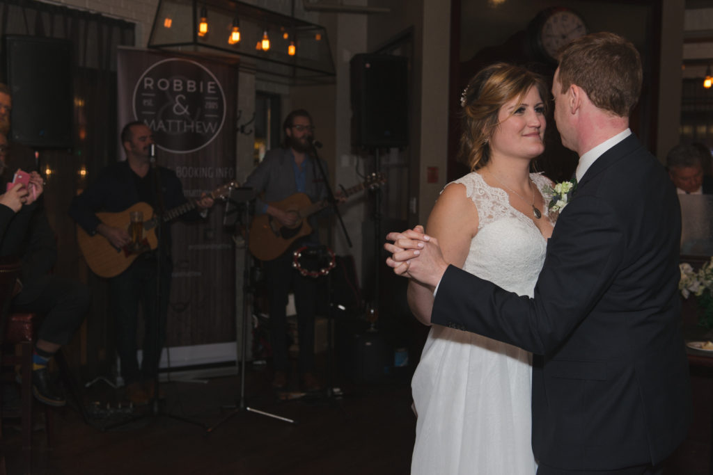bride and groom first dance at luxe bistro in ottawa