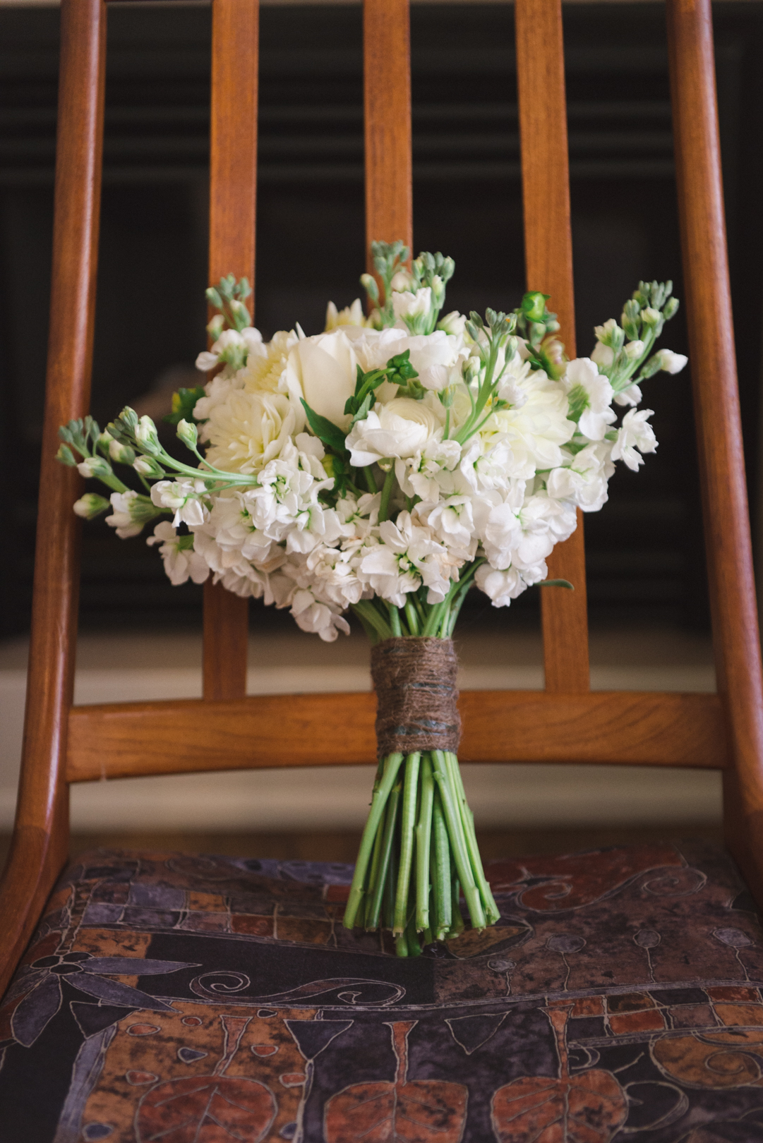 bridal bouquet by pollen nation tied with tweed