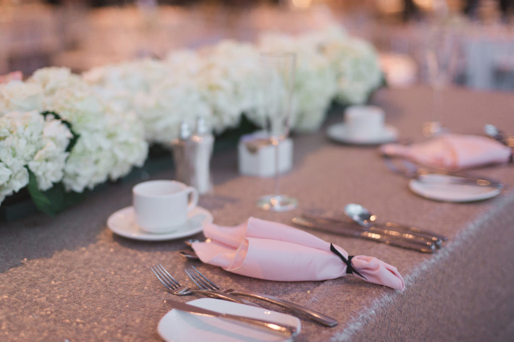 wedding table setting at the shaw centre