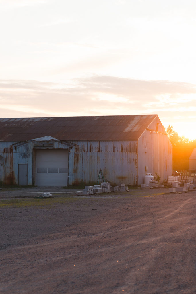 abandoned building at sunset