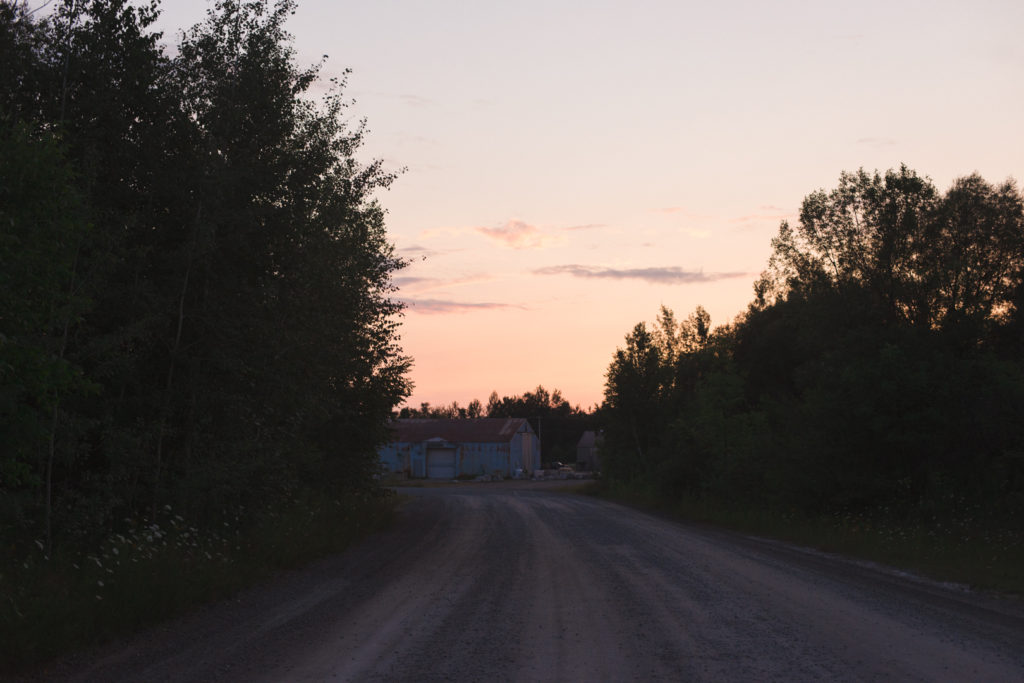 abandoned mine road at sunset