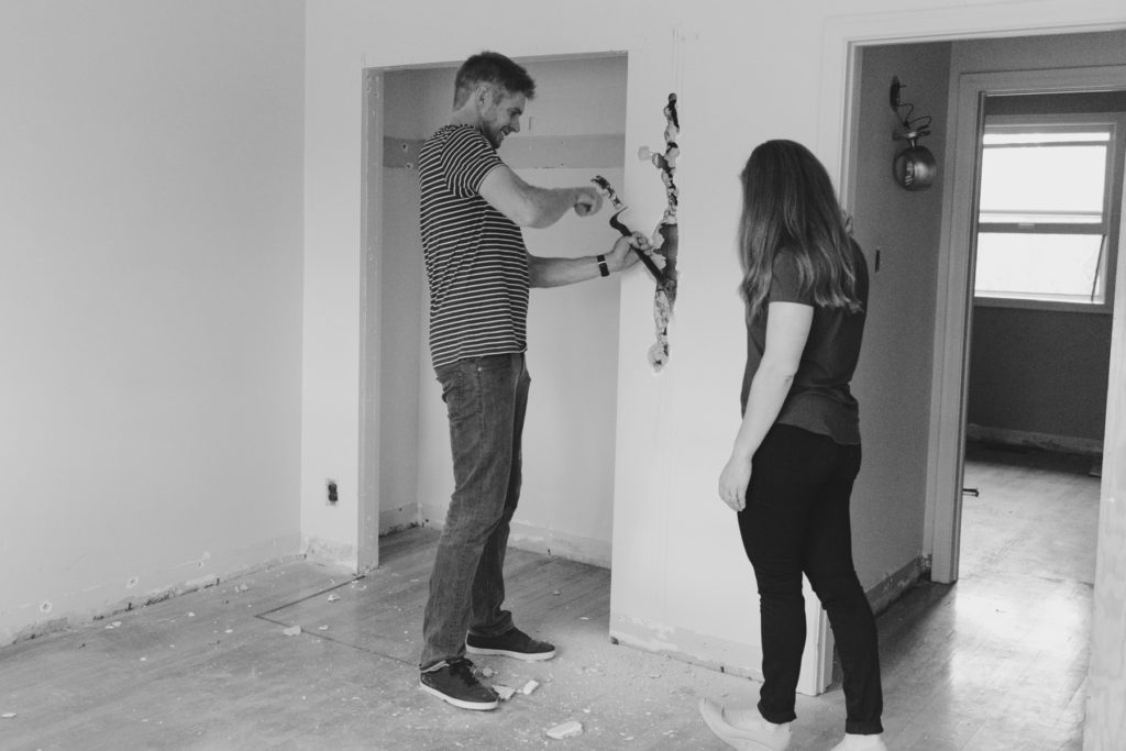 engaged couple renovating their new home in Ottawa