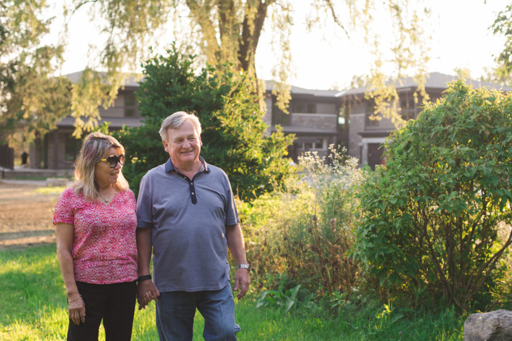 engagement photos of older couple at home in Manotick