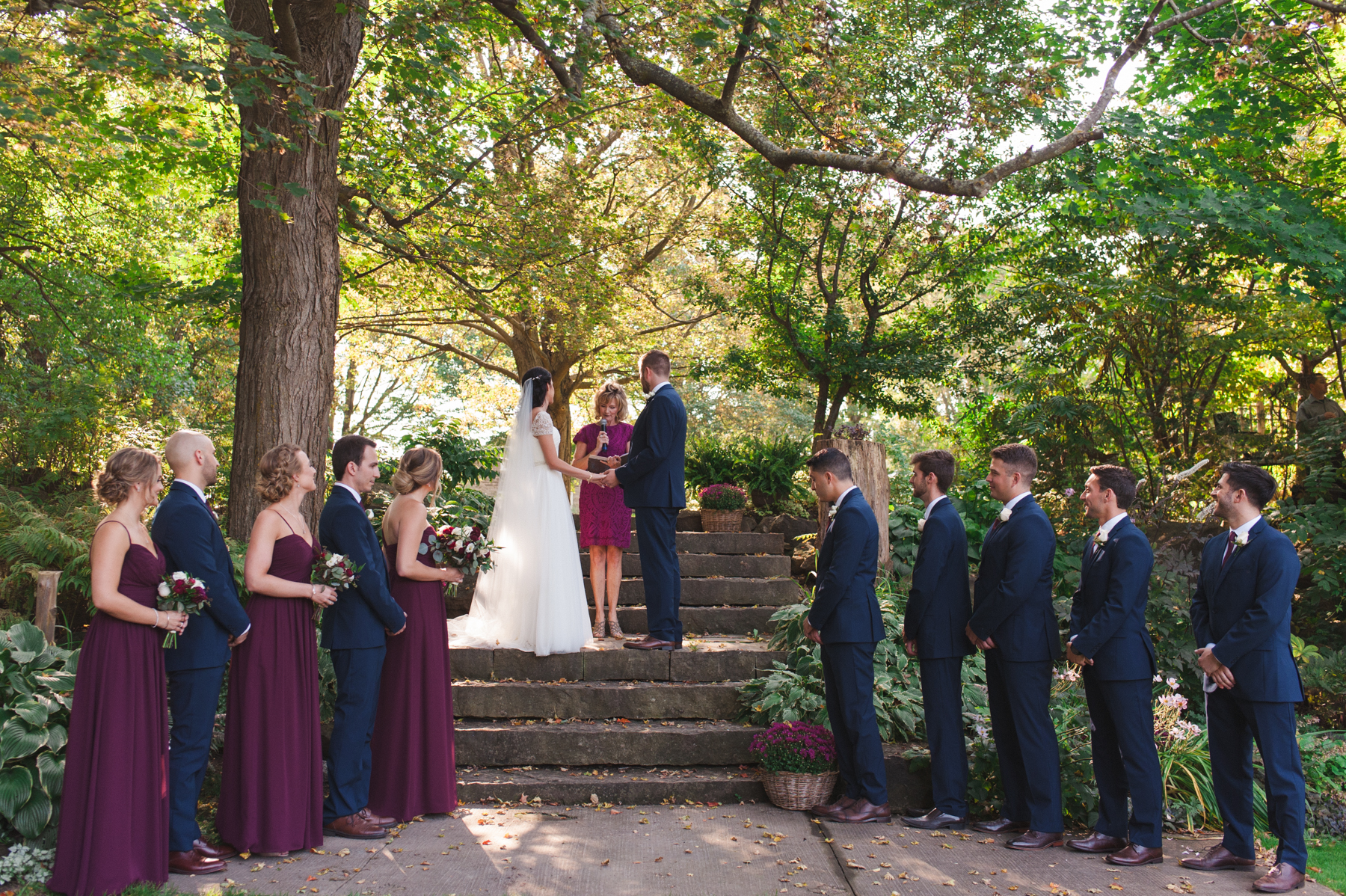 wedding ceremony on stone steps