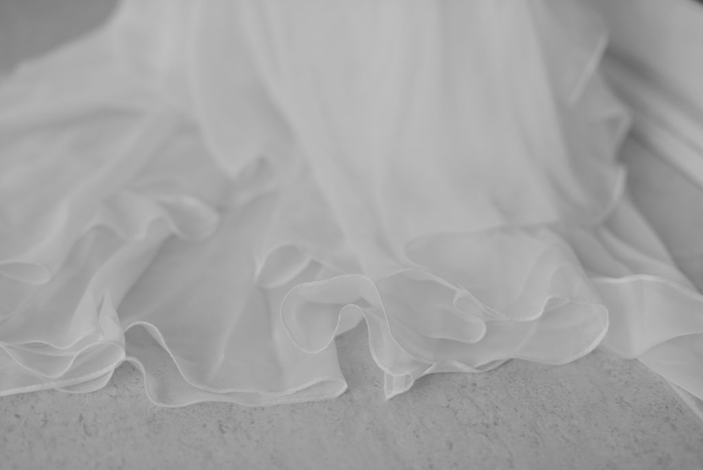 silk skirt details of wedding dress