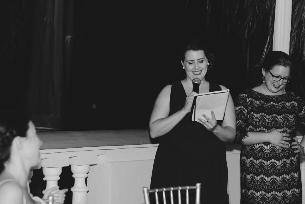 bridesmaids speech during wedding reception