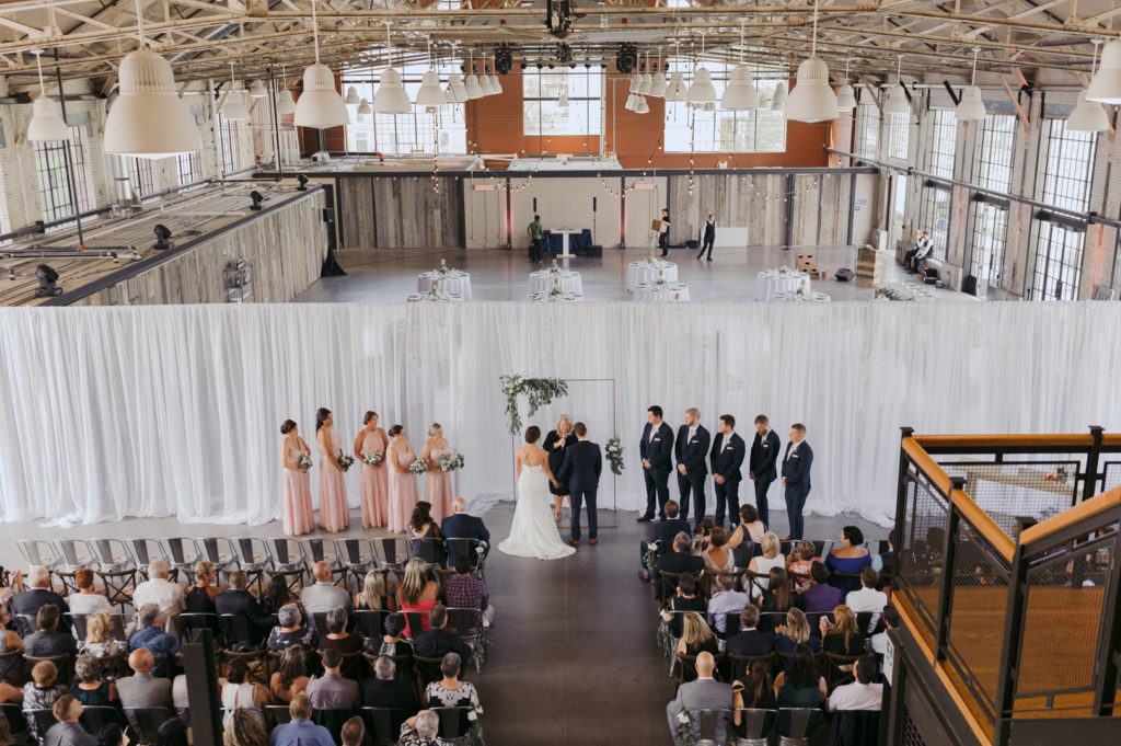 wedding ceremony at the Horticulture Building from above