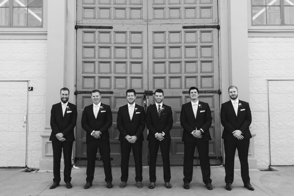 groom and groomsmen outside the Aberdeen Pavilion