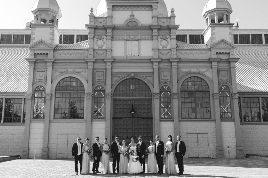 wedding party in front of the Aberdeen Pavilion