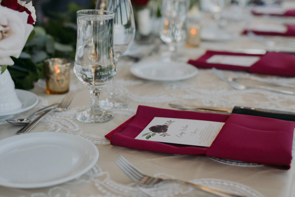 wedding menu head table