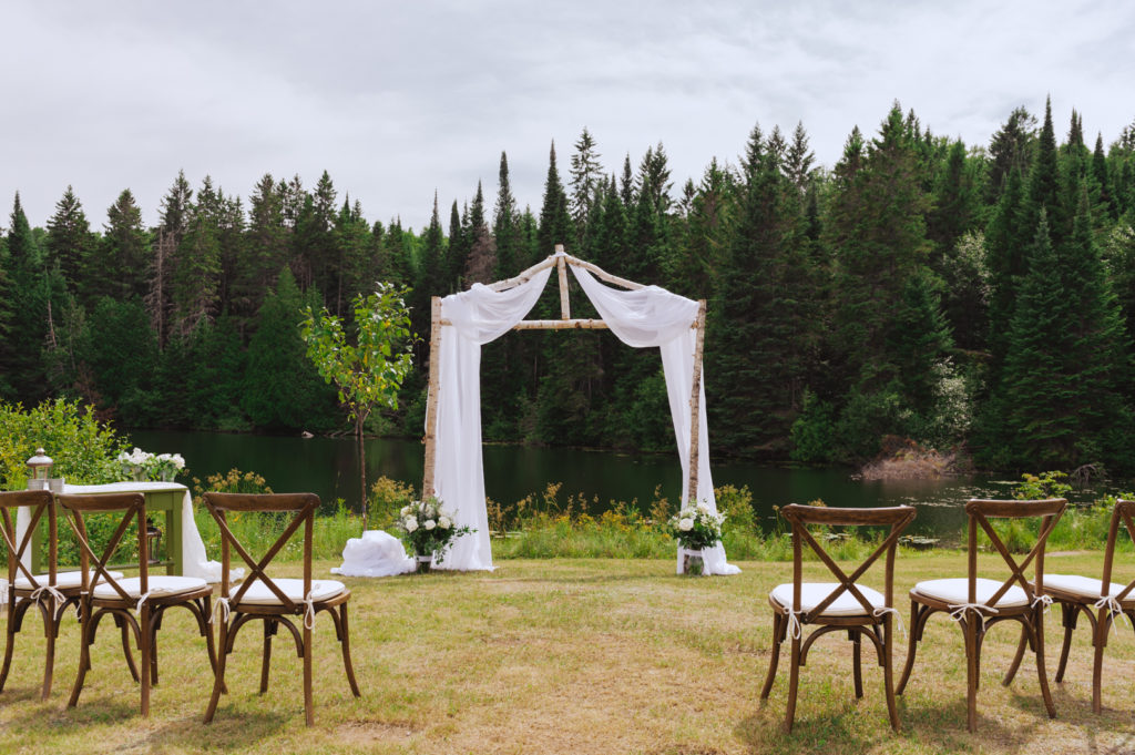 ceremony site at a family cottage by the water