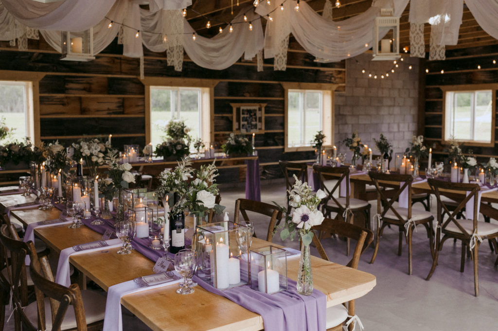 wedding reception decor in converted family garage
