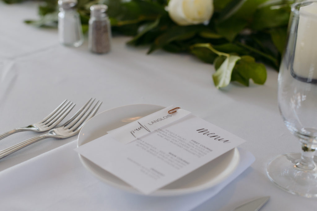 table setting with menu