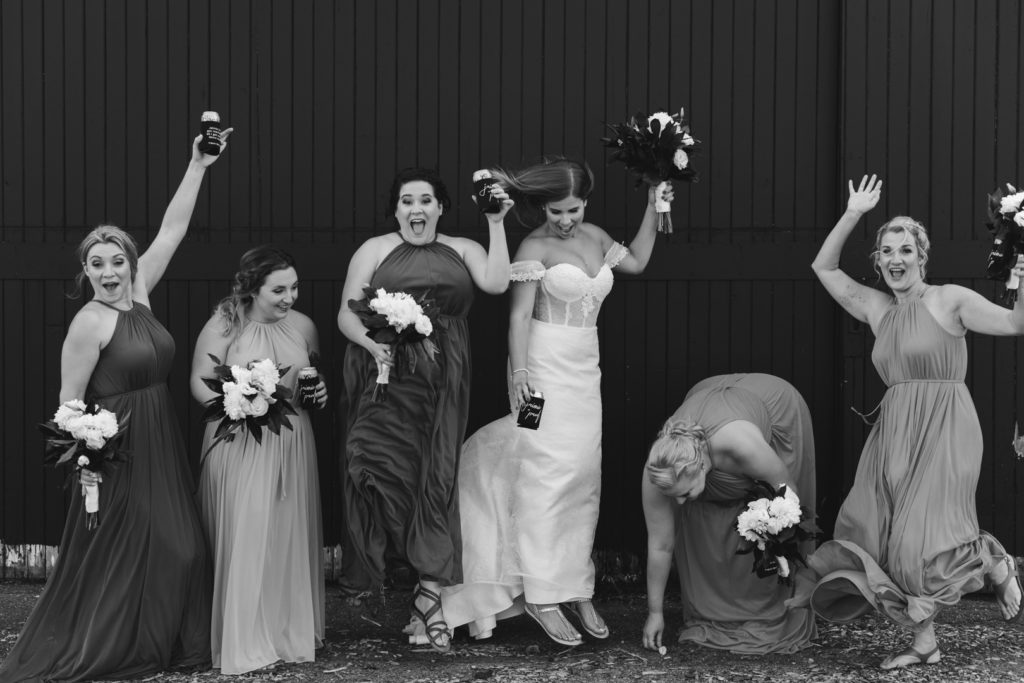 bridesmaids jumping