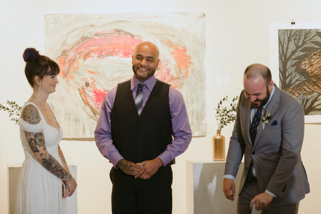 wedding ceremony at art gallery