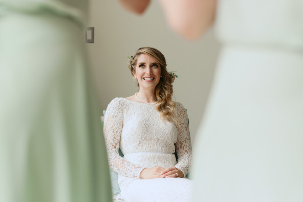 bride smiling before her ceremony