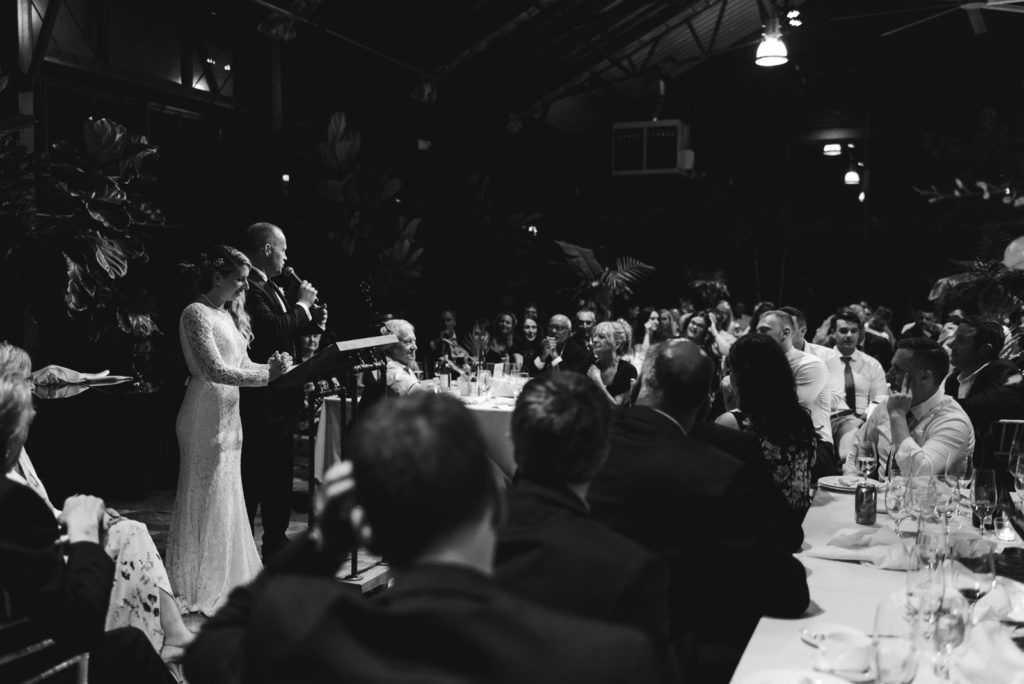 bride and groom thank you speech at greenhouse wedding