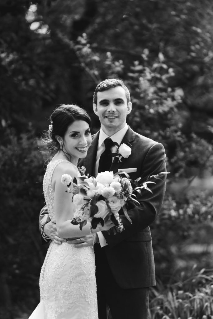 black and white portrait of bride and groom in Ottawa