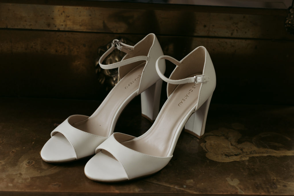 bride's white heels