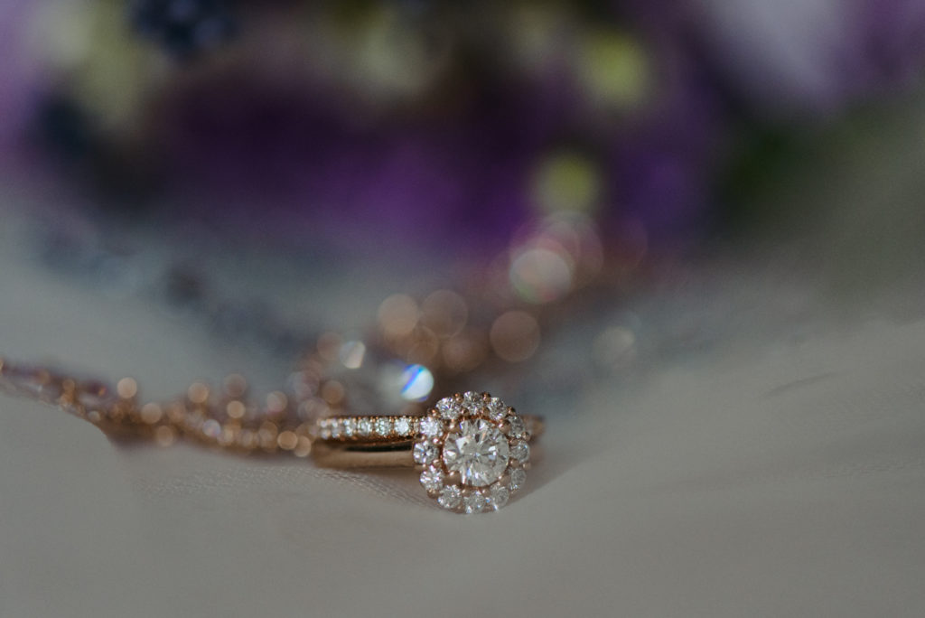 rose gold engagement ring and jewels