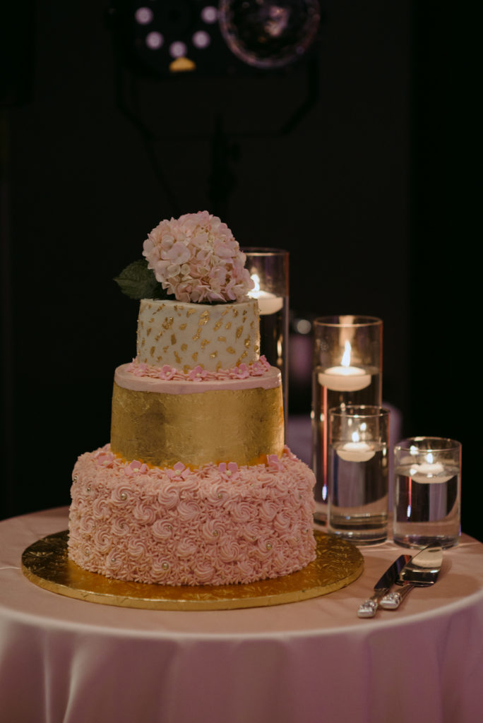 wedding cake blush and gold
