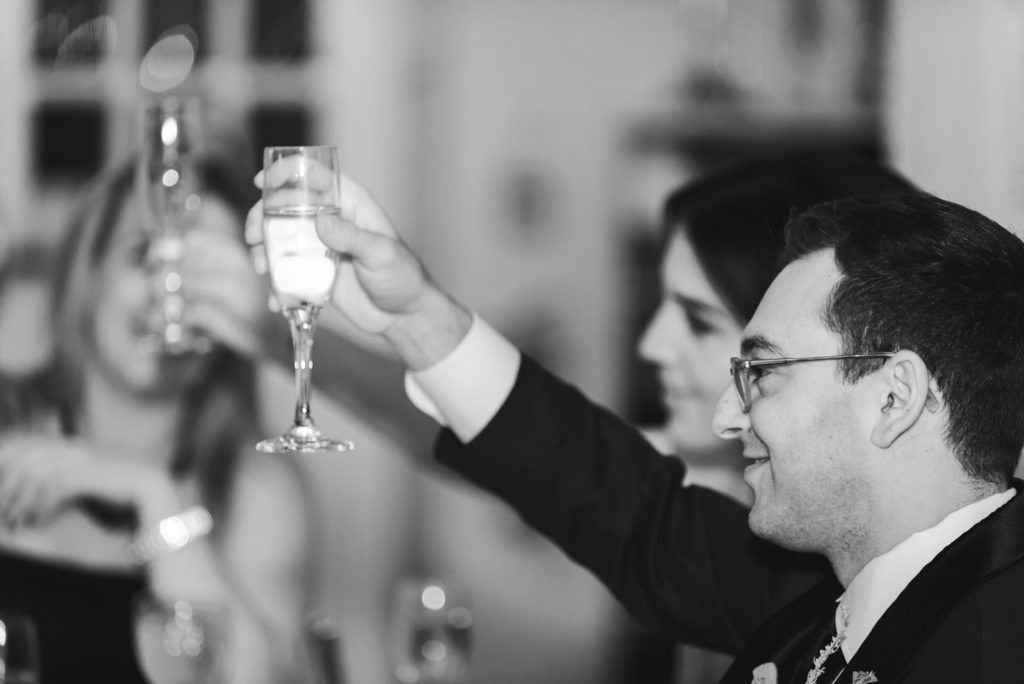 champagne toast during wedding reception