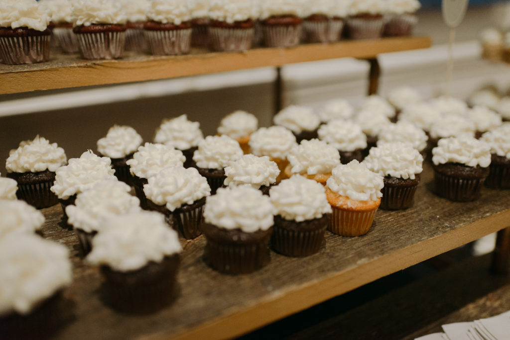 mini cupcakes on wooden slate
