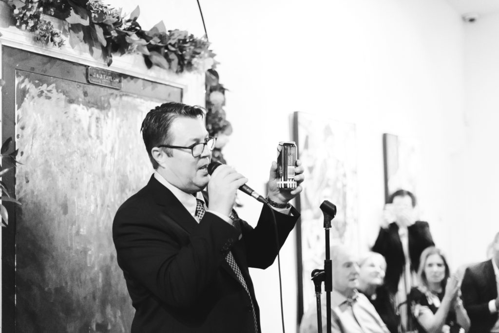 father of the bride giving toast at wedding