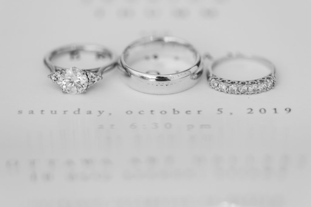 wedding rings on wedding invitation at the andaz hotel