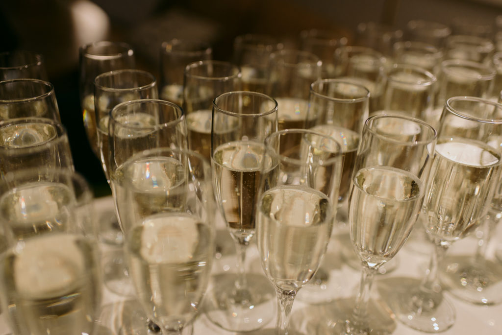 champagne glasses at ottawa art gallery wedding
