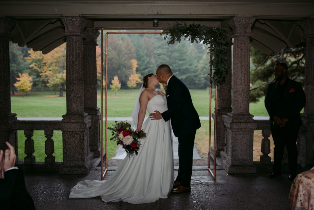 first kiss underneath the rockcliffe pavilion