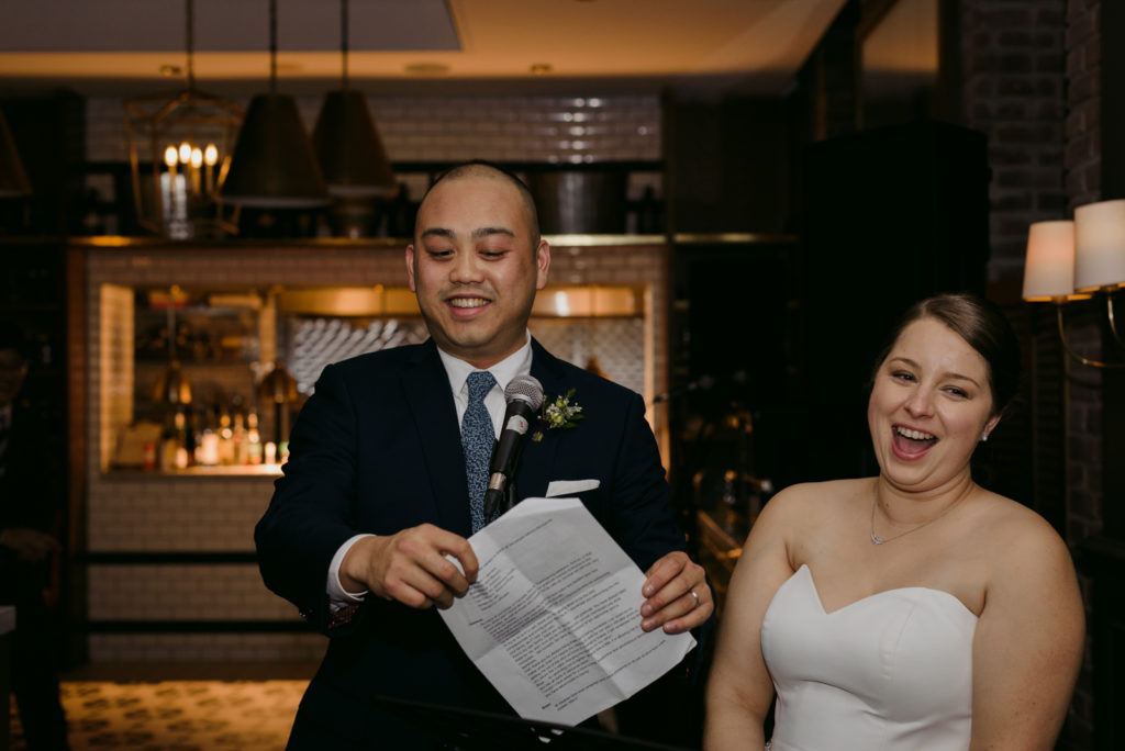 bride and groom speech during wedding reception at the albion rooms